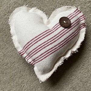 Striped Heart-Shaped Pillow with Button
